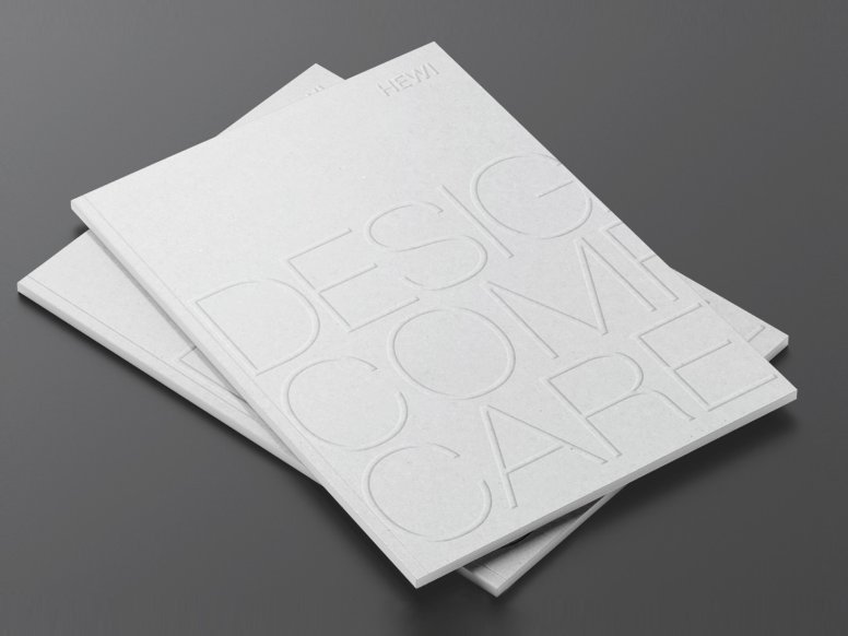 Two stacked brochures labelled Design Comfort Care